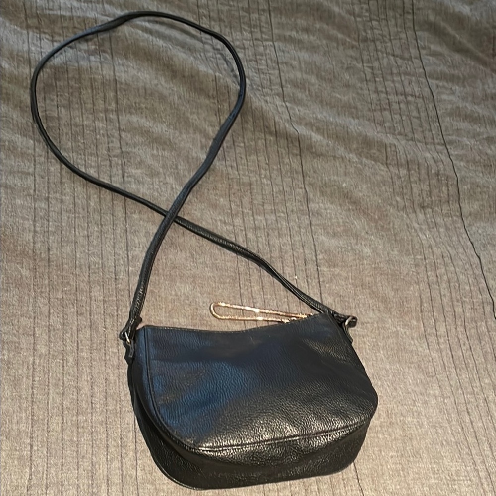 Black Faux Leather Crossbody Bag